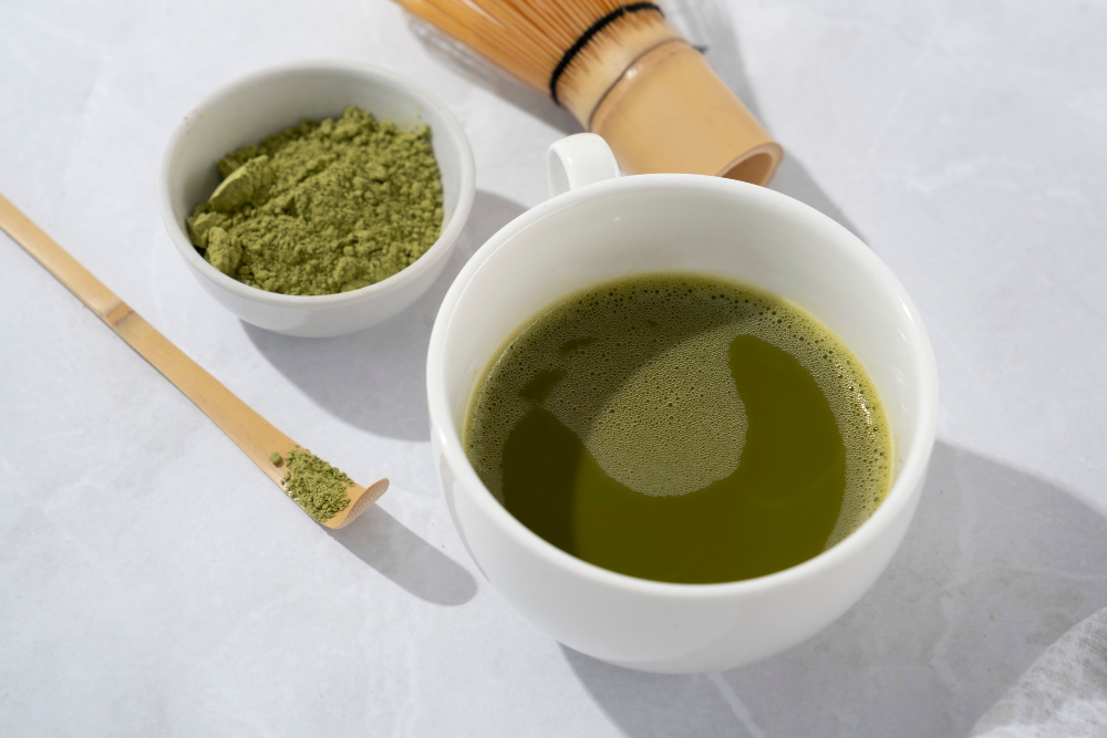 Japanese green tea powder to make matcha