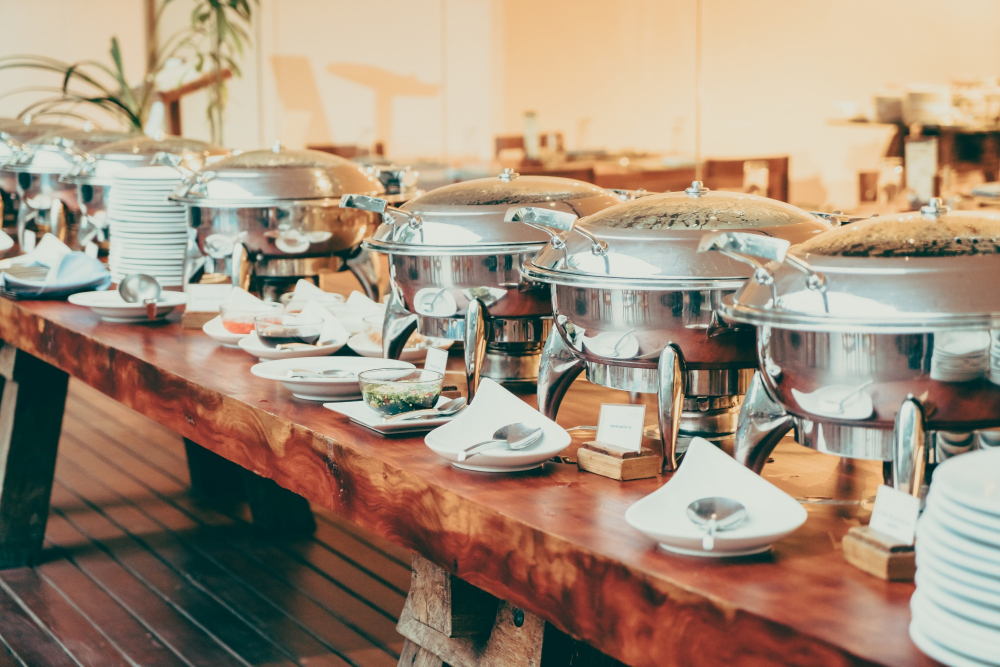 food catering table during event