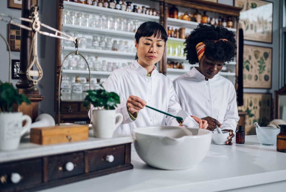 Workers of the OEM chocolate manufacturer doing supplement manufacture formulation