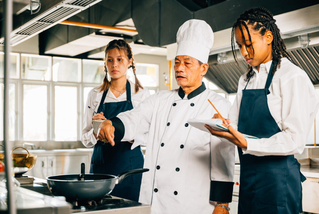 professional asian senior chef teaches in culinary academy of culinary chef course in kl malaysia