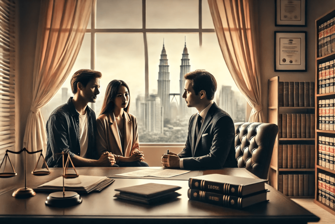 Couple meeting a lawyer for divorce legal support in Kuala Lumpur